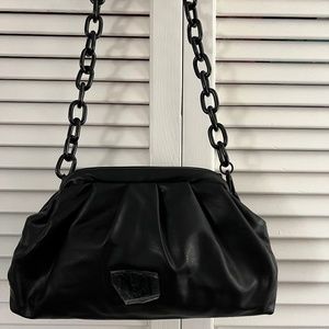 Badgley Mischka Clutch Chain Shoulder Bag Purse Black